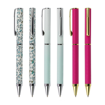 Top grade metal twist slim ball pen promotional products kawaii pen with heat transfer printing logo